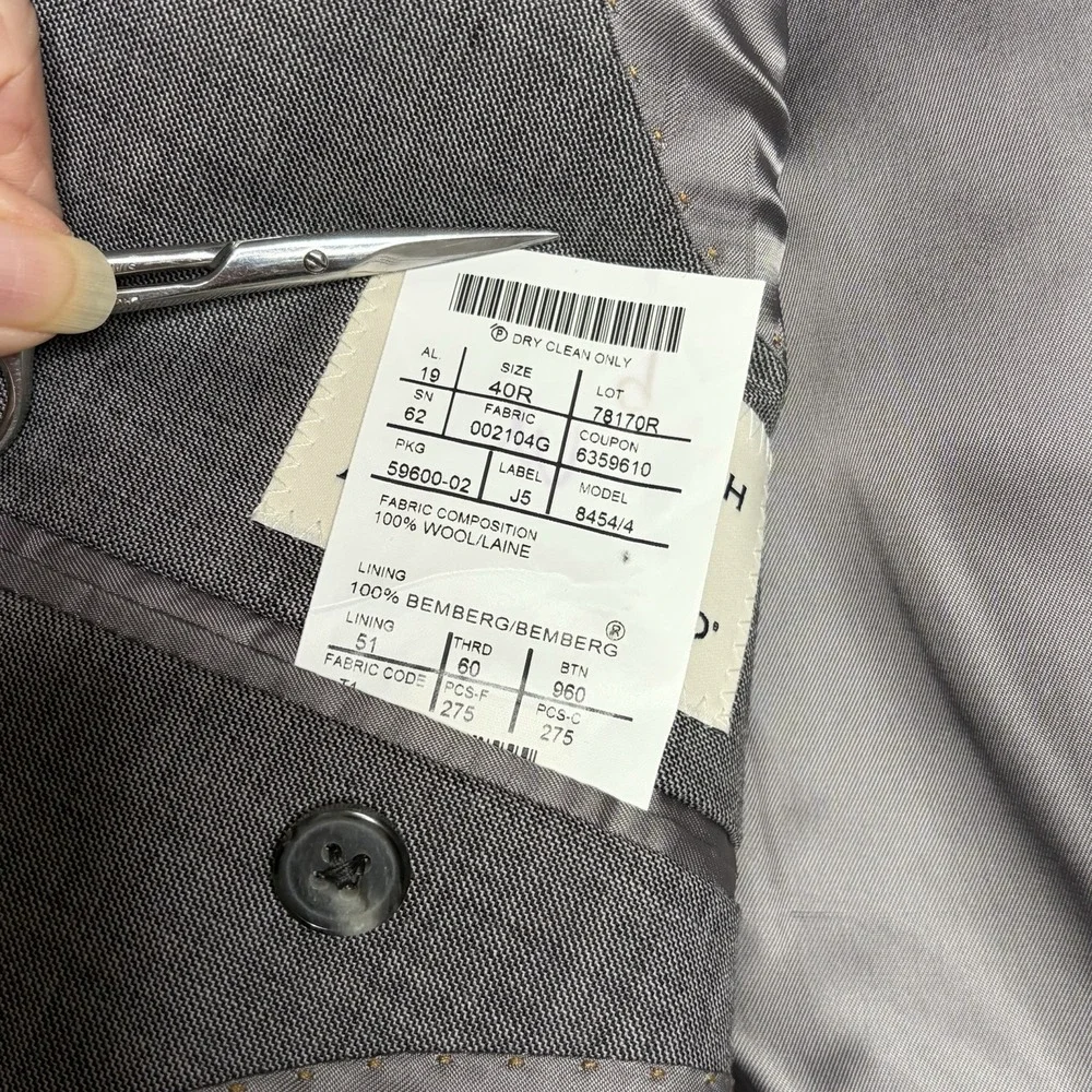 Joseph Abboud Blazer Mens 40R Slim Fit Grey Tollegno Italian Wool‎ Sport Coat